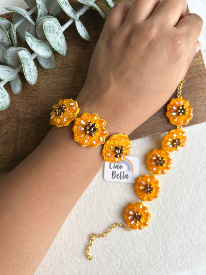 Sunflower Sparkle Handmade Beaded Bracelet