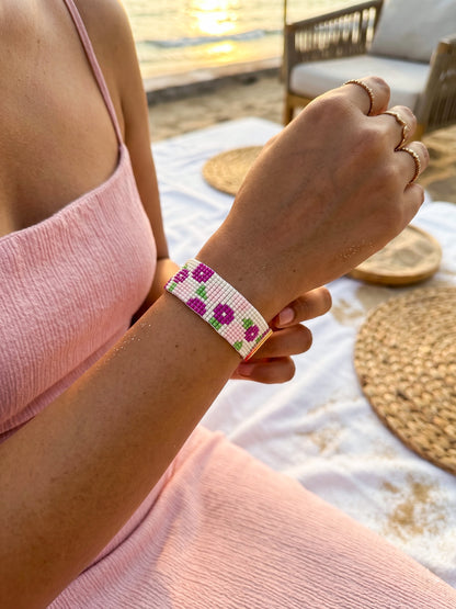 Call It Spring Handmade Beaded Floral Bracelet