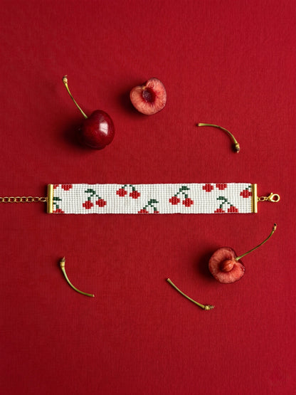 Cherry Picked Handmade Beaded Bracelet