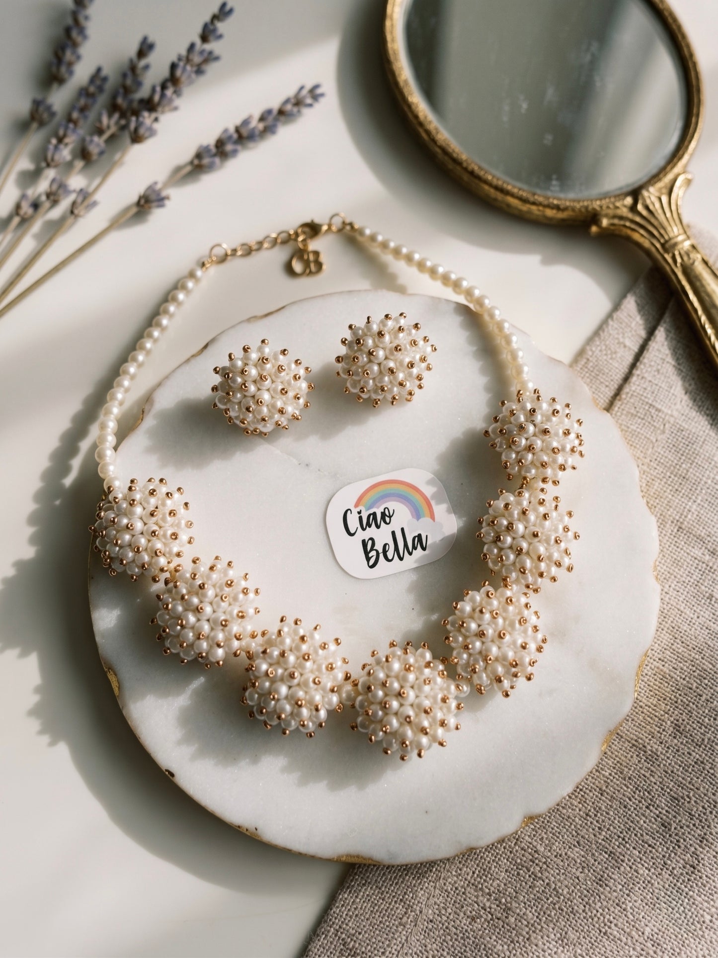 Sitara Pearl Handmade Necklace + Stud Earrings Set