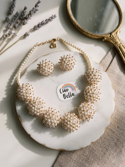 Sitara Pearl Handmade Necklace + Stud Earrings Set