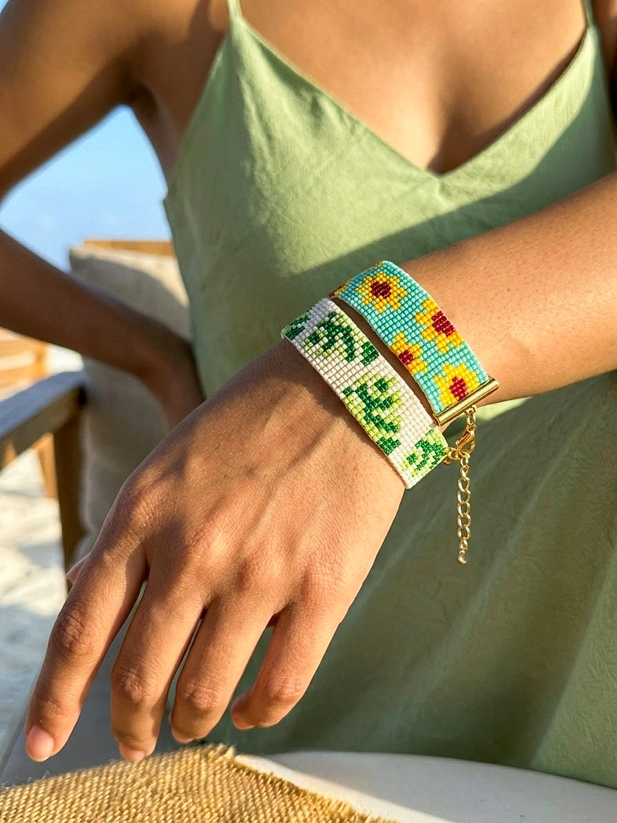 Golden Palm Stack Handmade Beaded Bracelet