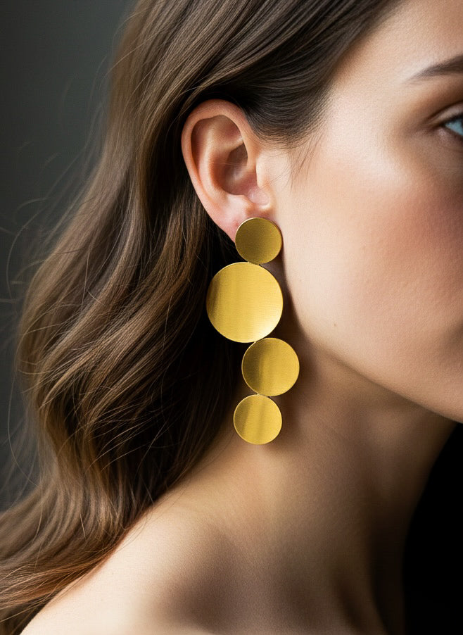 Celeste Circles Handmade Brass Earrings