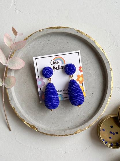 Sapphire Blue Drop Handmade Beaded Earrings