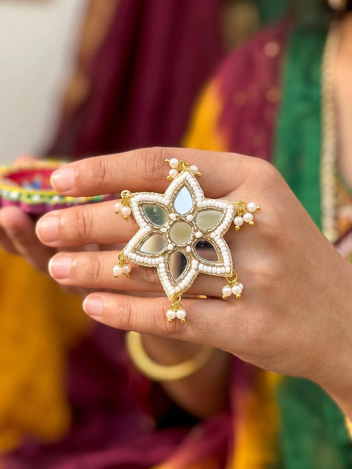 Noor Mirror Handmade Beaded Ring