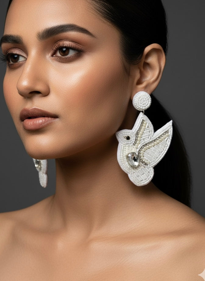 Masakali Handmade Beaded Bird Earrings