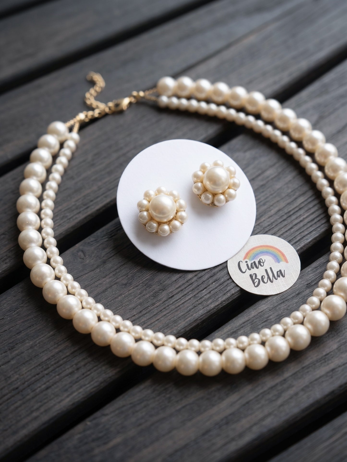 Mira Pearl Handmade Necklace + Stud Earrings Set