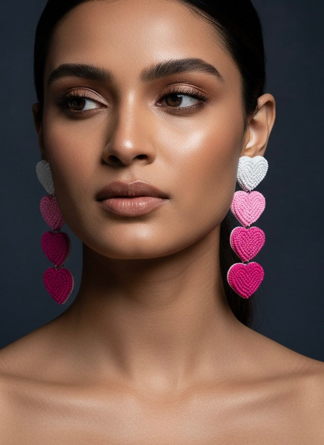 Blush Pink Love Drops Handmade Beaded Earrings