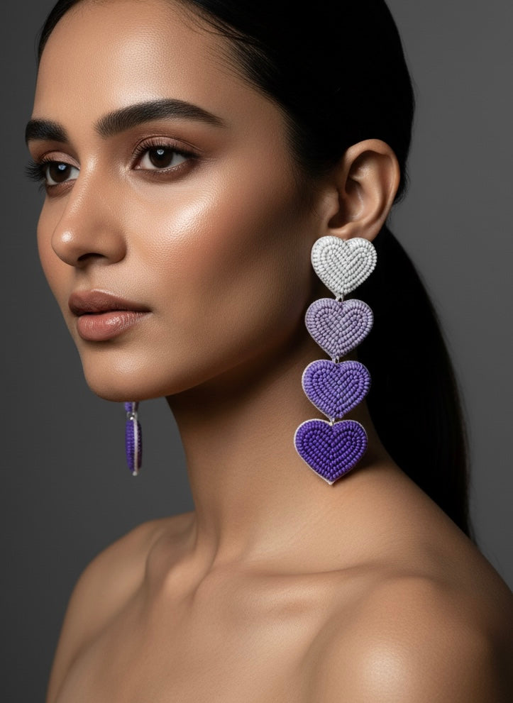 Lilac Purple Love Drops Handmade Beaded Earrings