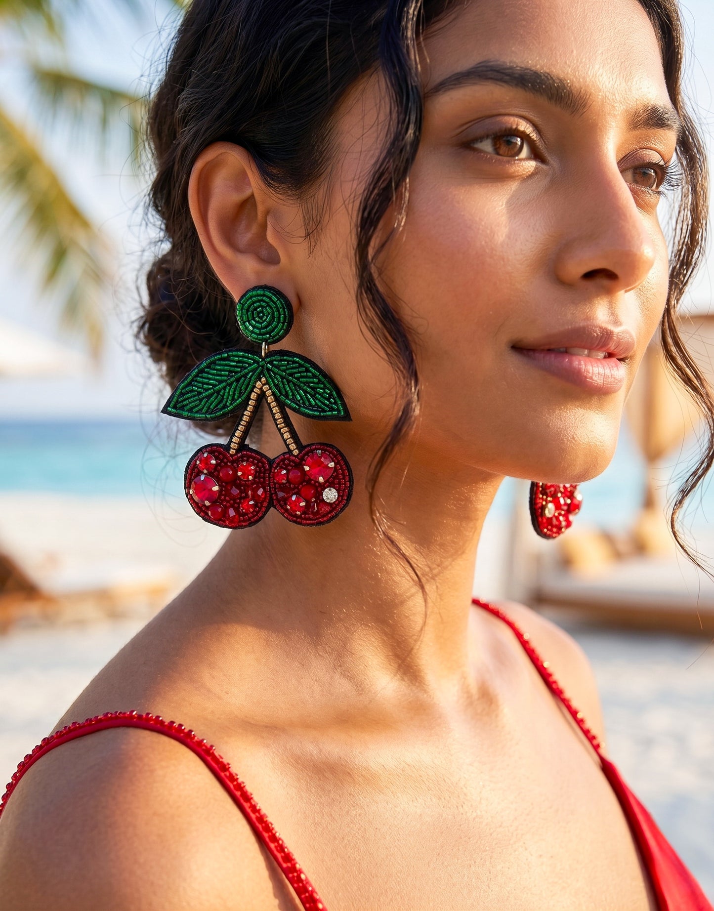 Cherry Love Handmade Beaded Earrings
