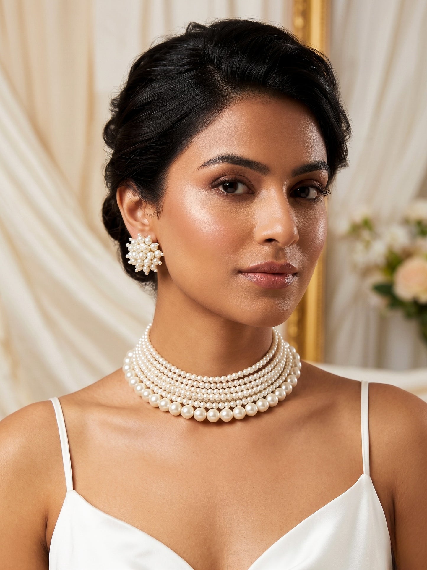 Ruhani Pearl Handmade Necklace + Earrings Set