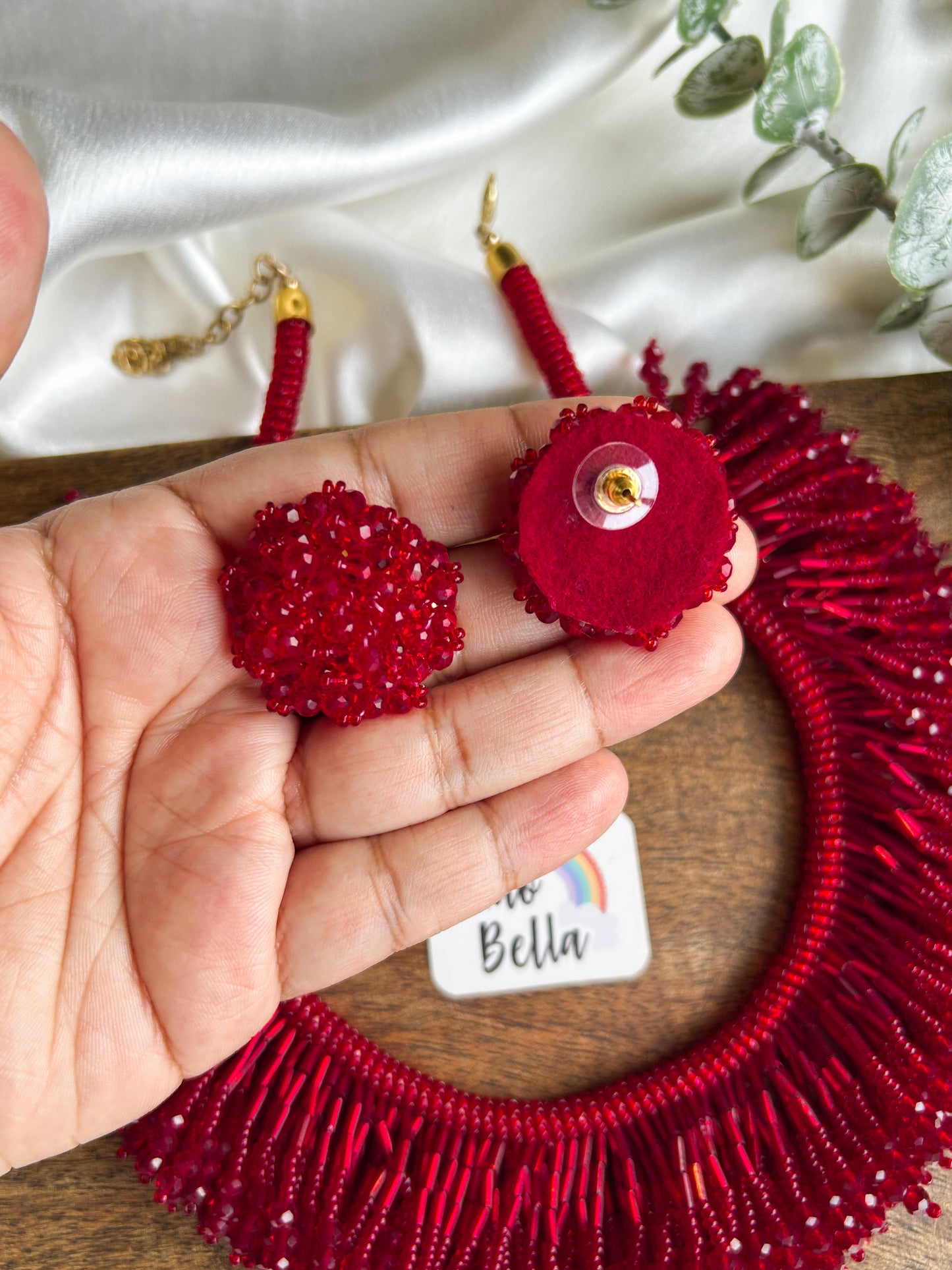 Laalima Handmade Beaded Necklace + Earrings Set
