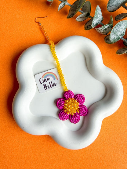 Pink Daisy Handmade Beaded Maangtika