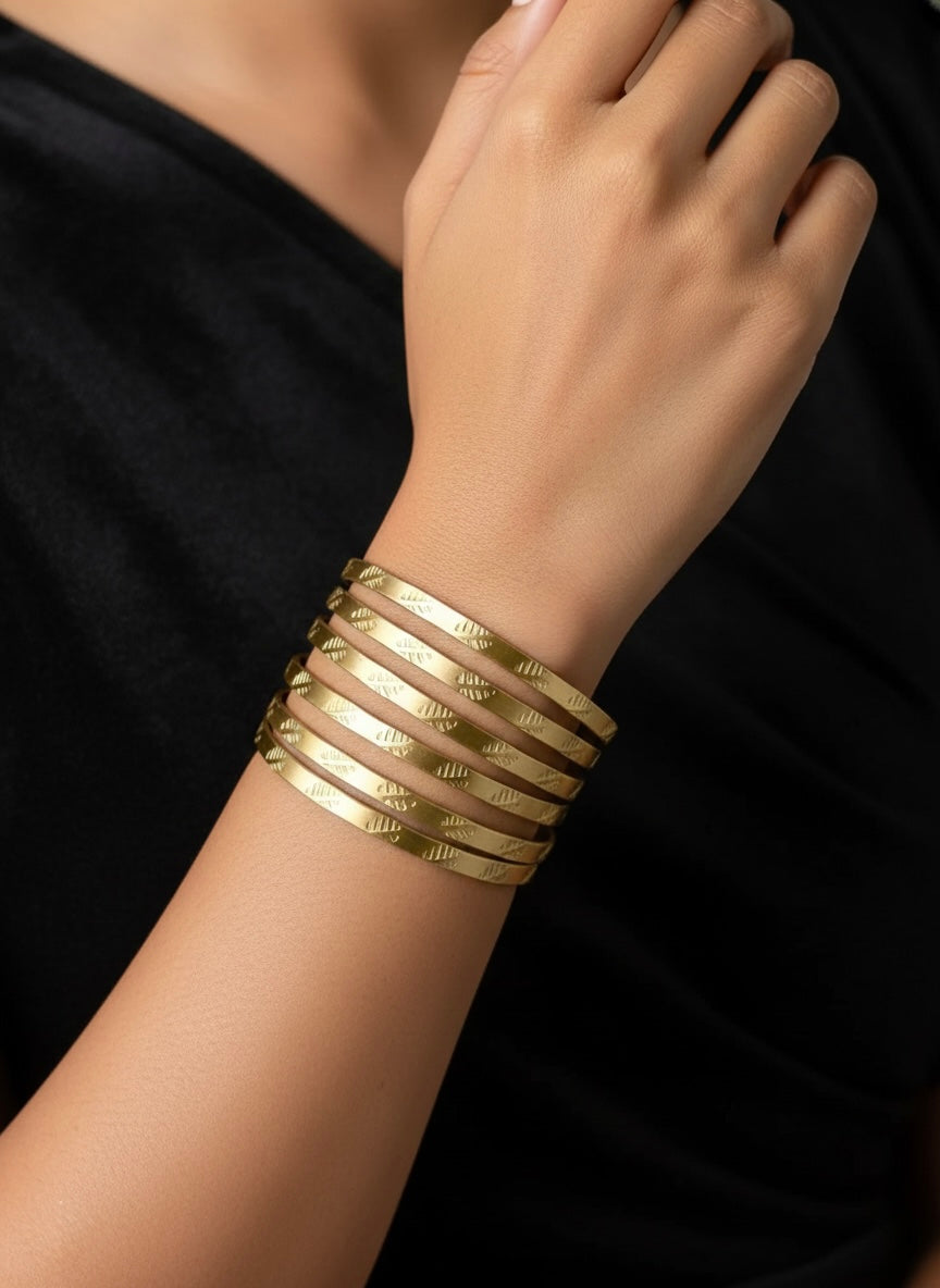 Nina Stripes Brass Cuff Bracelet