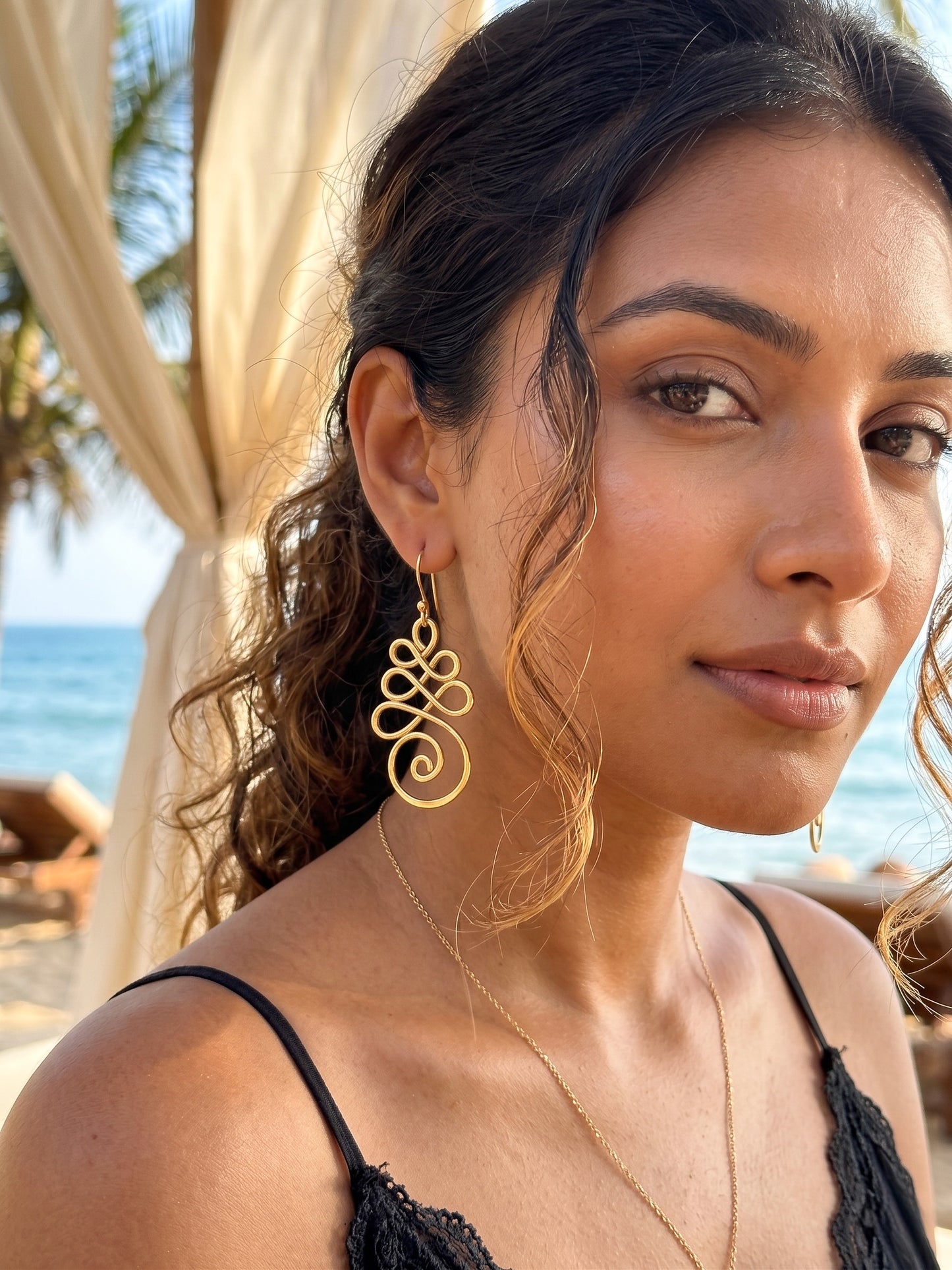 Saira Swirl Handmade Brass Earrings