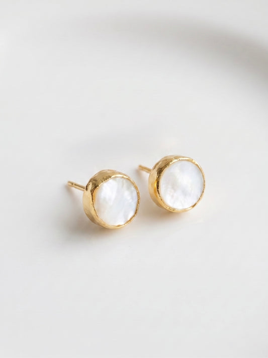 Opaline Natural Stone Handmade Brass Stud Earrings