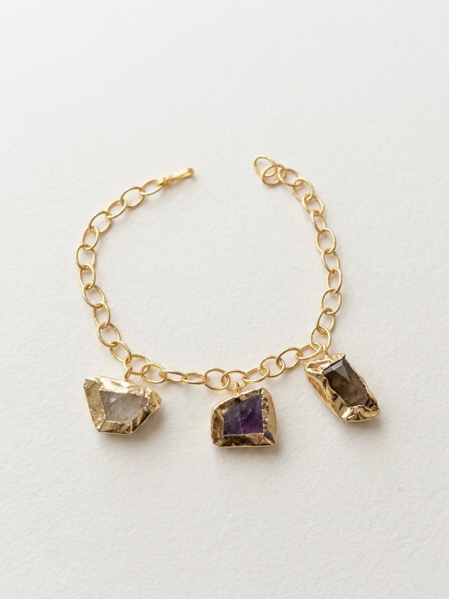 Raw Natural Stone Handmade Brass Bracelet - 2