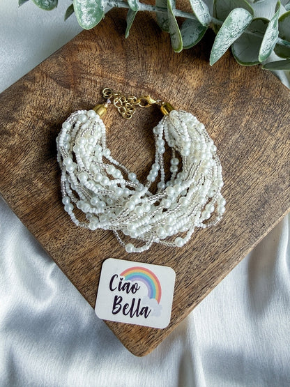 Noorani White Pearl Handmade Beaded Bracelet