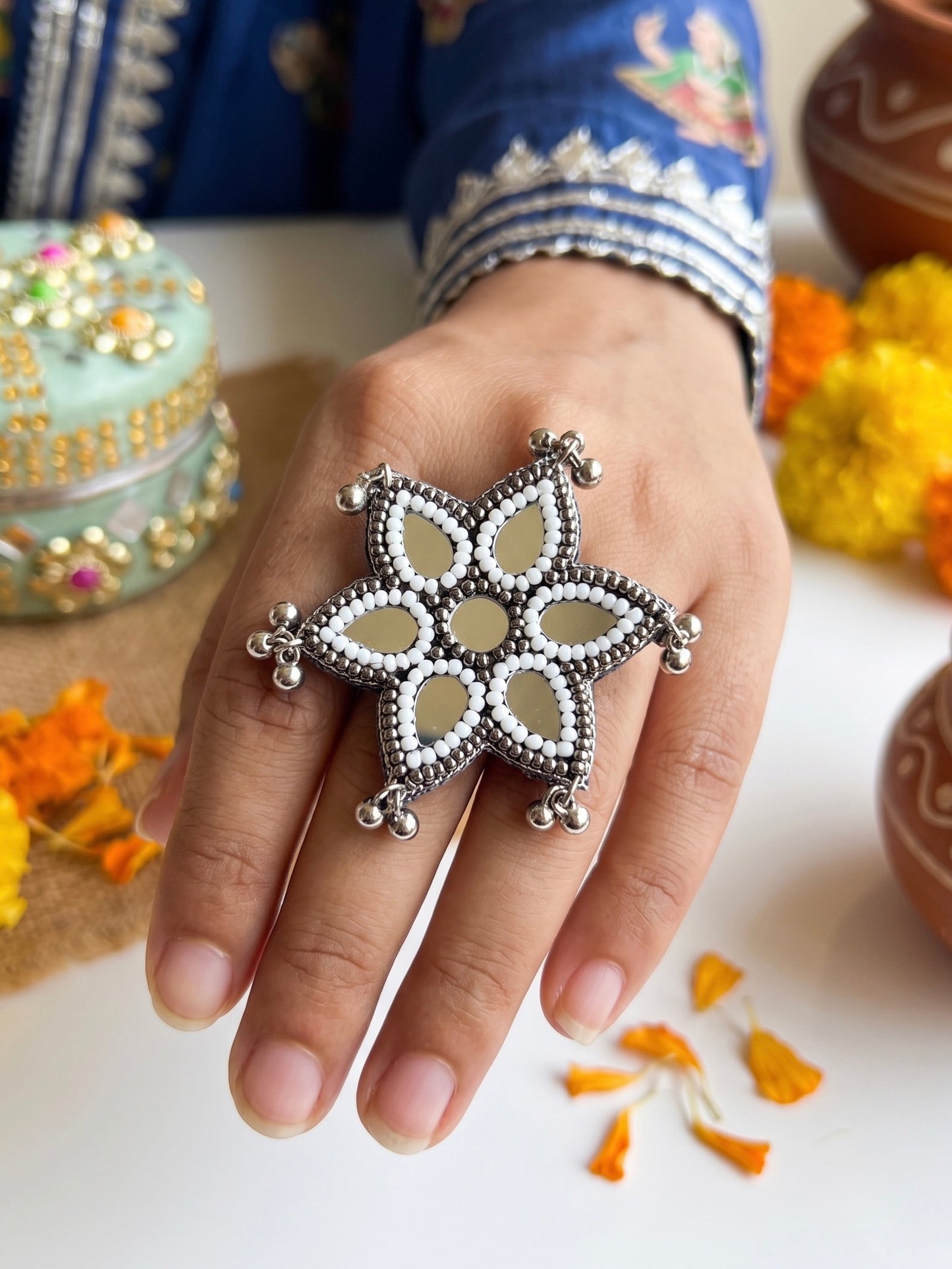 Naaz Mirror Handmade Beaded Ring