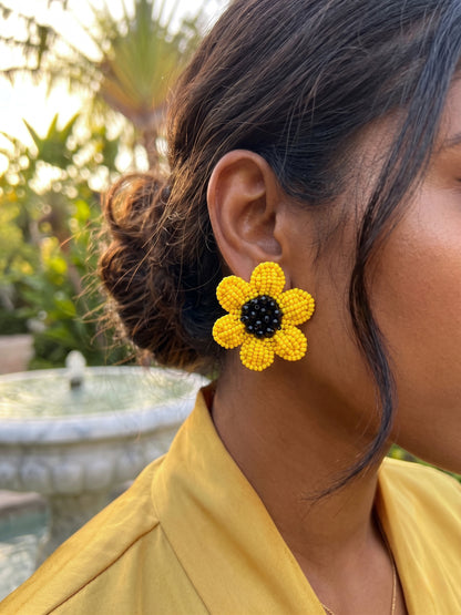 Sunflower Stud Handmade Beaded Flower Earrings