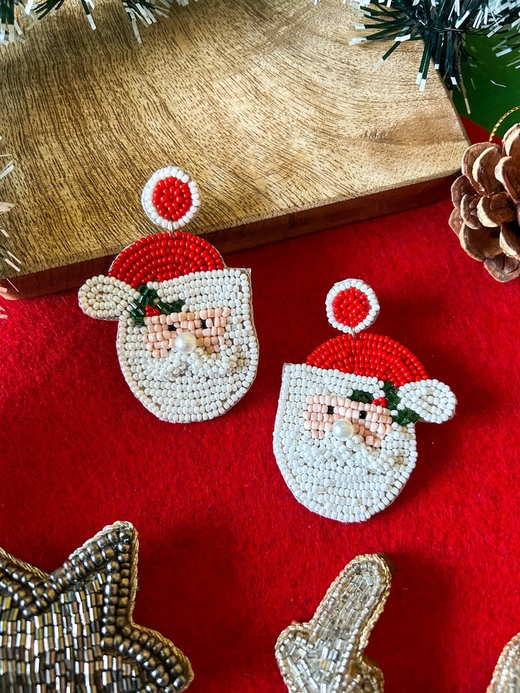 Santa Claus Handmade Beaded Christmas Earrings