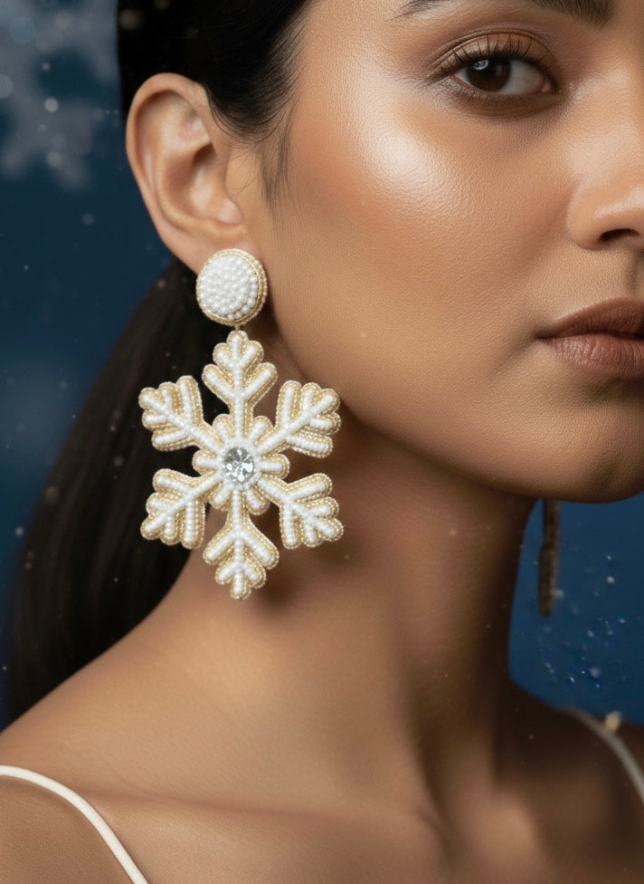 Stella Snowflake Handmade Beaded Earrings
