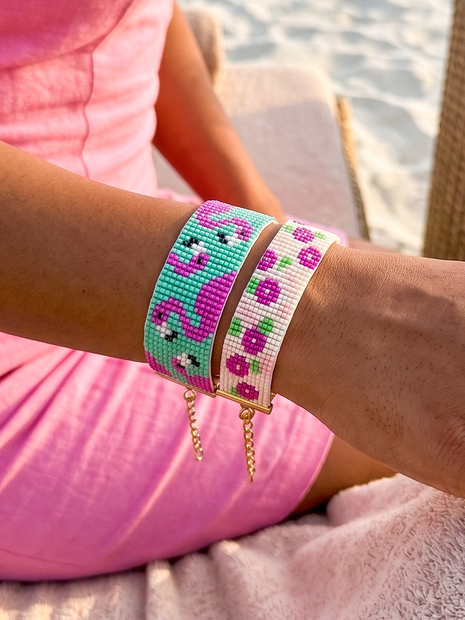 Pink Paradise Stack Handmade Beaded Bracelet