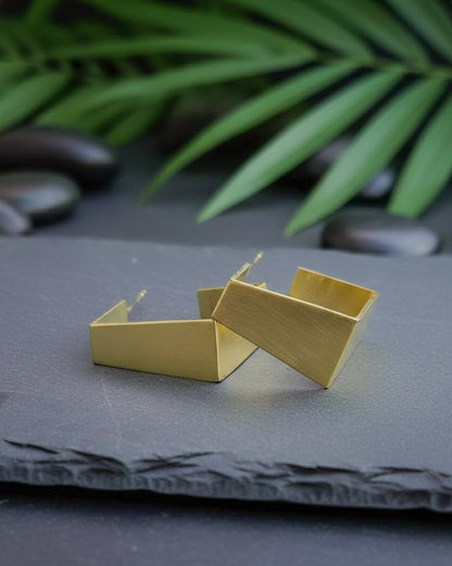 Square Hoop Handmade Brass Earrings