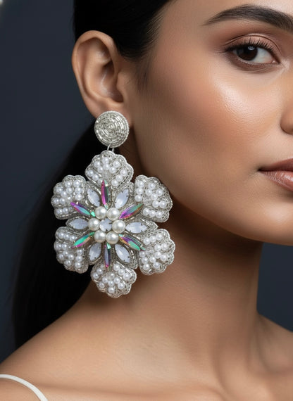 Snowflake Sparkle Handmade Beaded Earrings