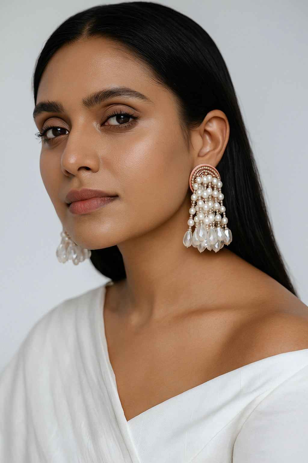 Rosalie Pearl Fall Handmade Beaded Earrings