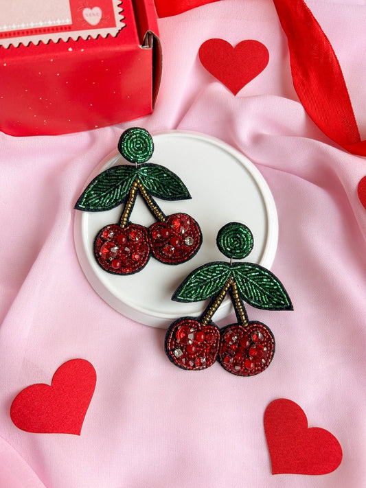 Cherry Love Handmade Beaded Earrings