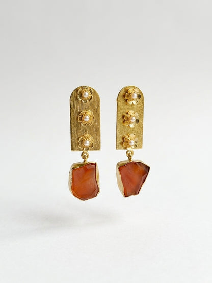 Flora Royale – Coral Handmade Brass Earrings