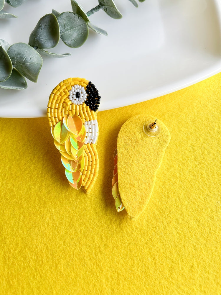 Sunshine Parrot Handmade Beaded Bird Earrings