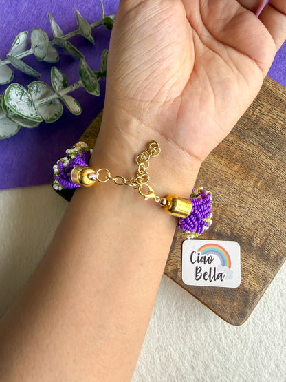 Luxe Flora Purple Handmade Beaded Bracelet