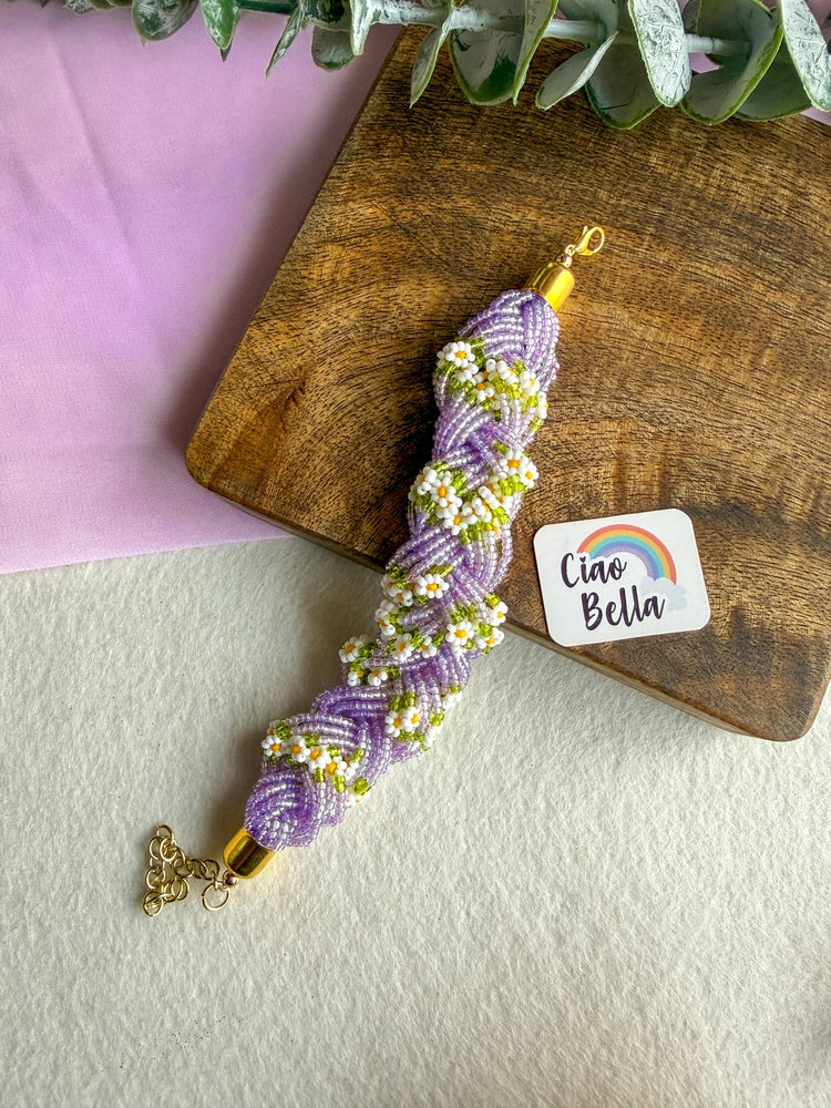 Luxe Flora Lilac Handmade Beaded Bracelet