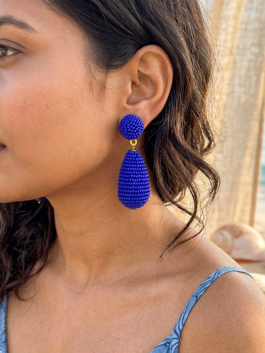 Sapphire Blue Drop Handmade Beaded Earrings