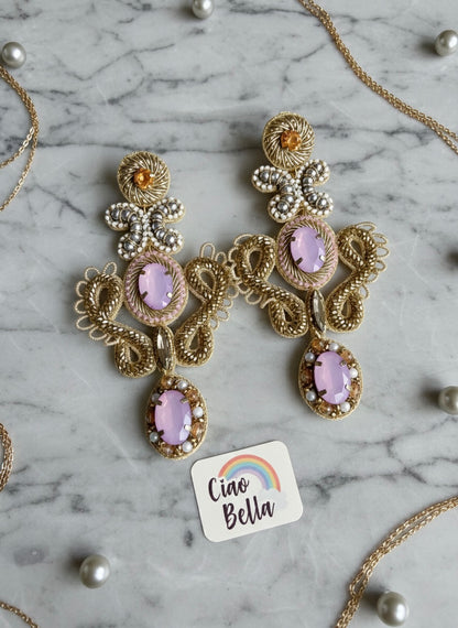 Aashna Blush Pink Handmade Beaded Statement Earrings