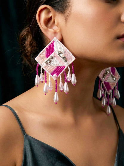 Pink Perfect Glamour Handmade Beaded Earrings