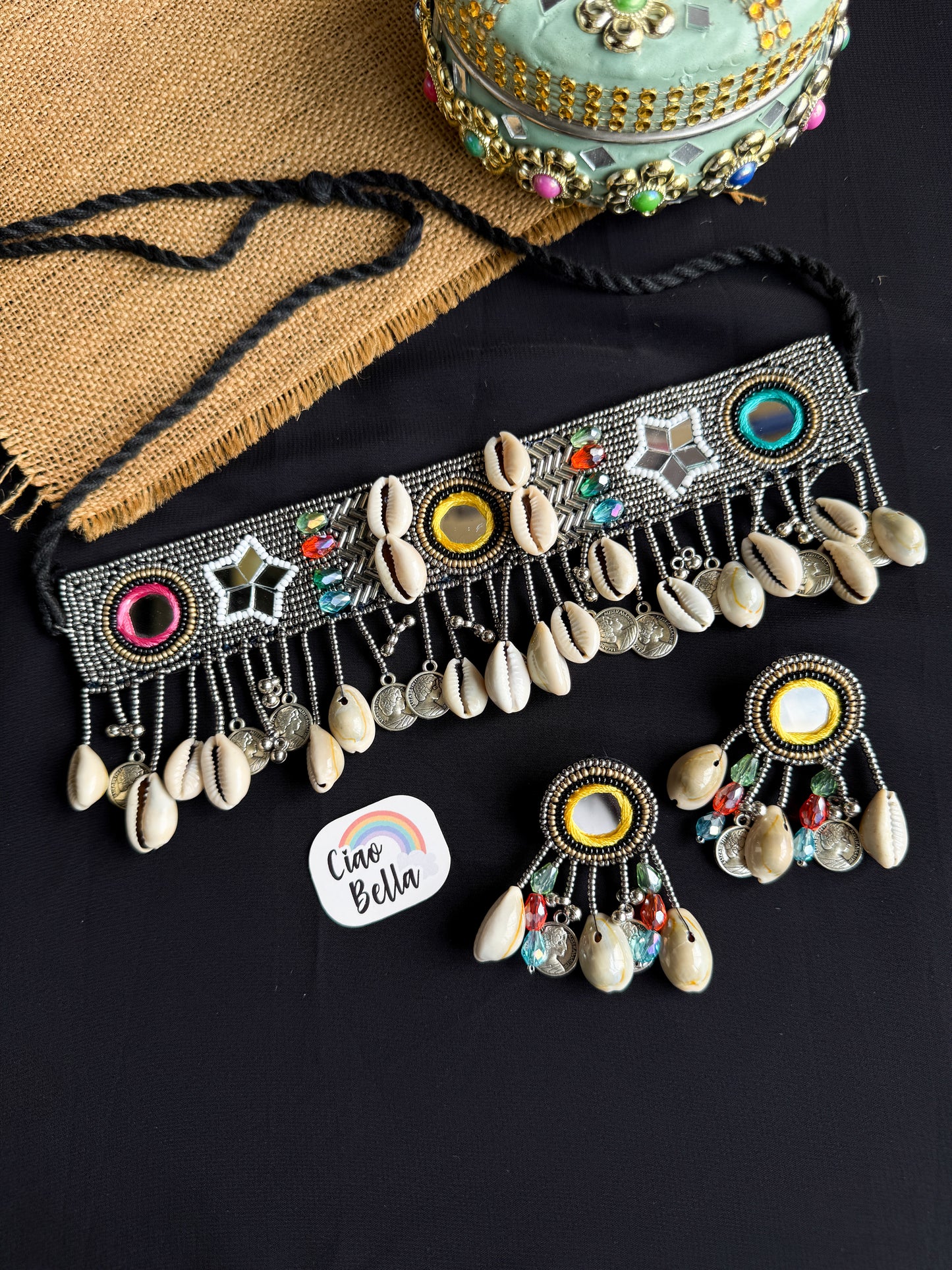 Riwaaz Handmade Beaded Necklace & Earrings Set