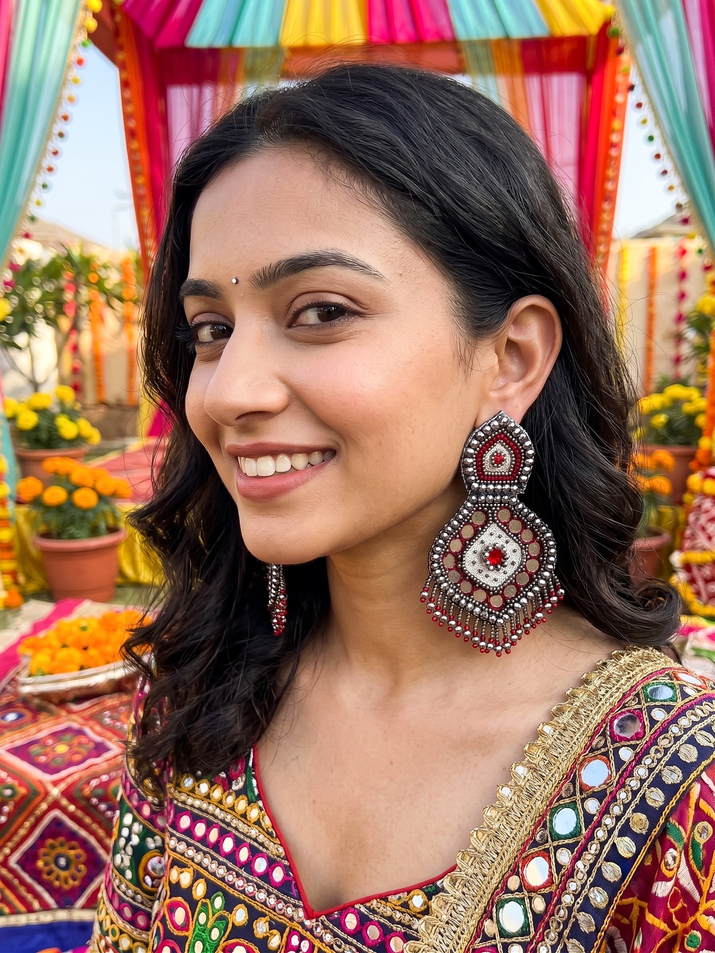 Mehrooni Mirror Handmade Beaded Earrings