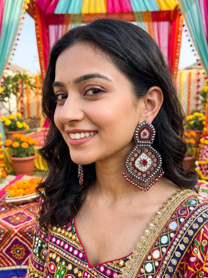 Mehrooni Mirror Handmade Beaded Earrings