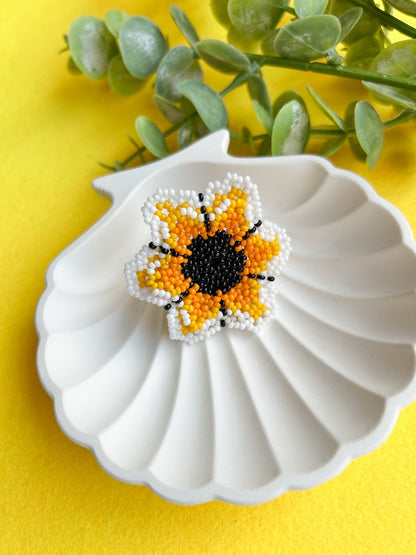 Sun-Kissed Flower Handmade Beaded Necklace + Earrings + Ring Set