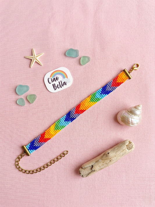 Color Me Happy Handmade Beaded Rainbow Bracelet