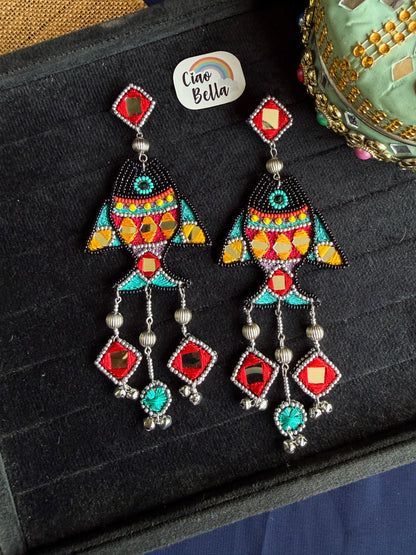 Matsya Mirror Handmade Beaded Earrings