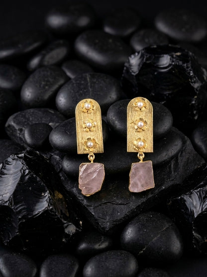 Flora Royale – Blush Pink Handmade Brass Earrings