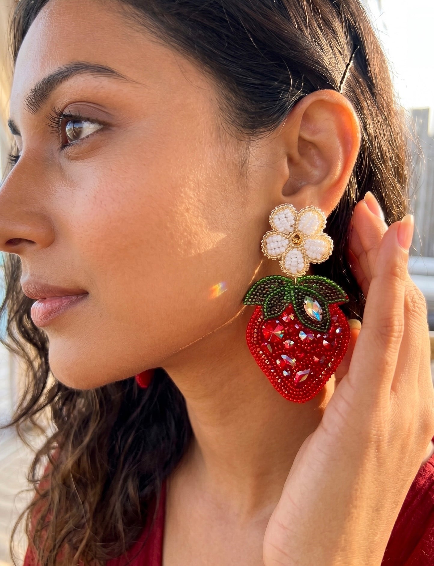 Strawberry Love Handmade Beaded Earrings