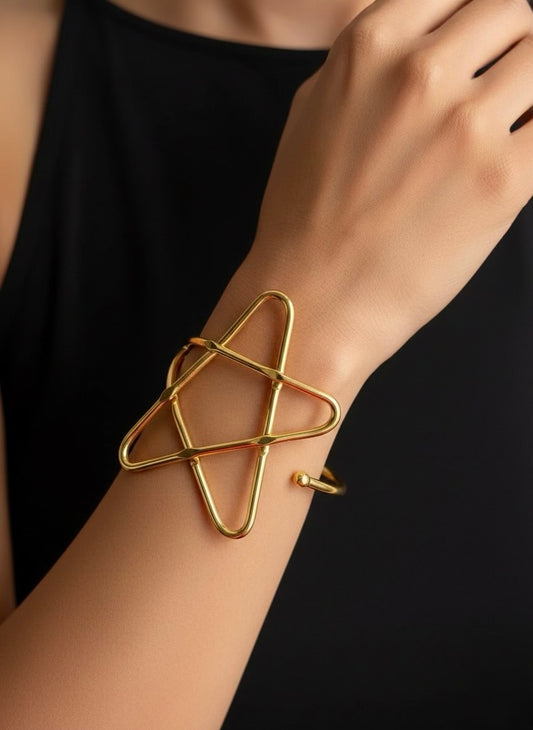 Starry Brass Cuff Bracelet