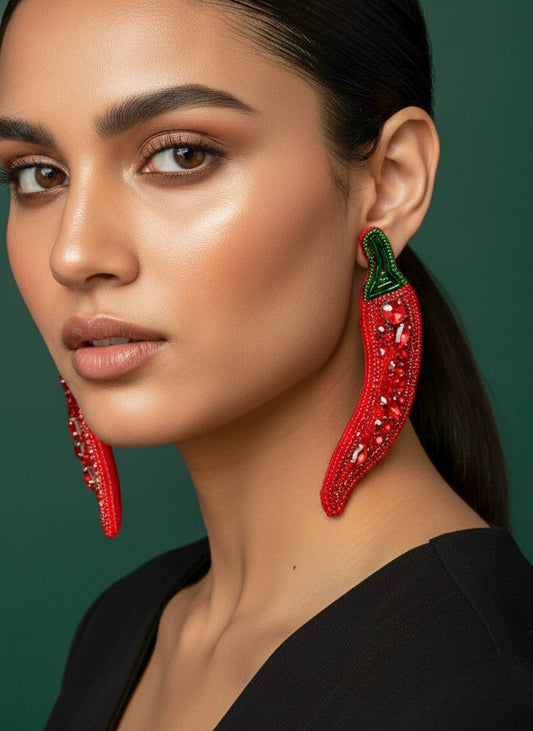 Chilli (Mirchi) Handmade Beaded Earrings