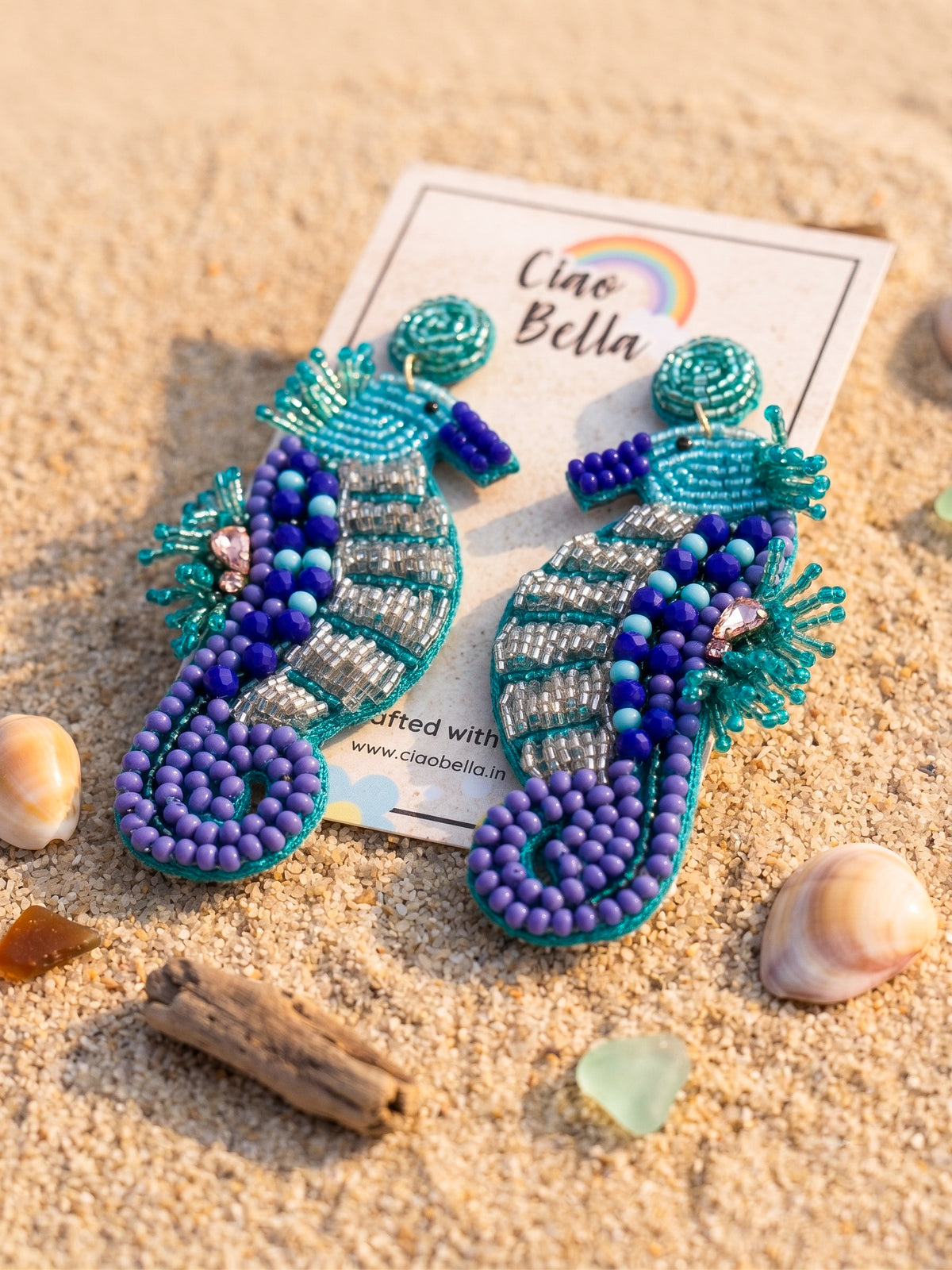 Blue Lagoon Seahorse Handmade Beaded Earrings