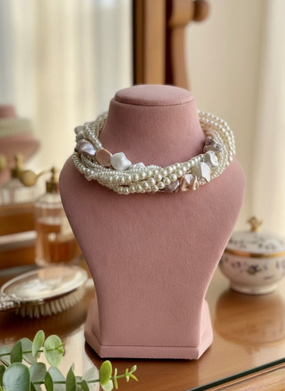 Celeste Pearl Handmade Necklace - Ivory & Peach